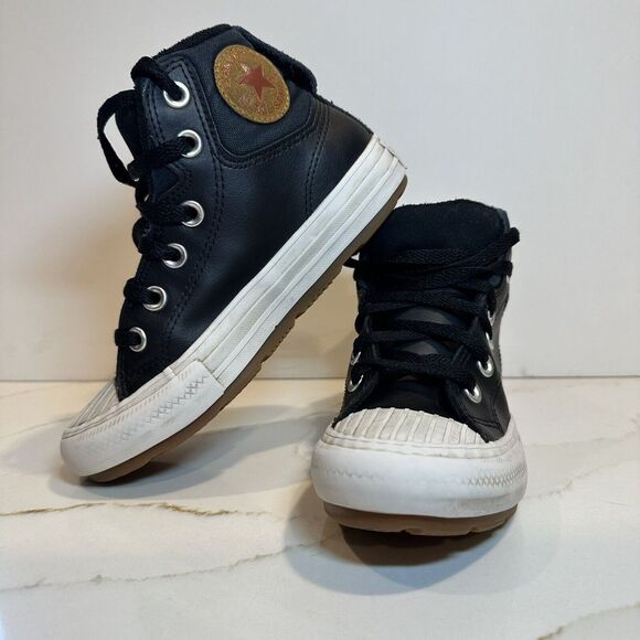 Converse Leather Chuck Taylor All Star Berkshire Boot Black Size Kid 1 - Picture 2 of 11